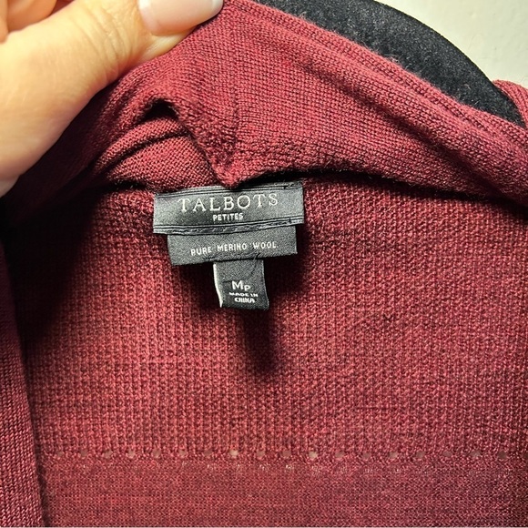 Talbots Pure Merino Wool Red Open Front Cardigan with Pockets Size Medium Petite - Picture 5 of 8